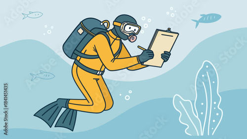 Marine Researcher Diving Underwater