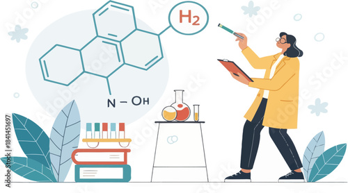 Pharmacologist Analyzing Drug Formula Icon