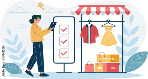 Retail Buyer Inspecting Fashion Apparel