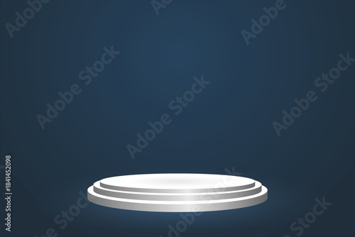 White  Podium on Dark Blue Background for Product Display