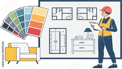 Single Interior Designer Icon with Color