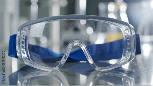 Protective Safety Goggles in a Modern Science Laboratory.