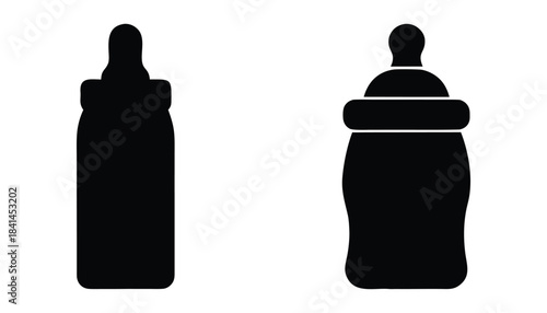 Baby feeding bottle silhouette vector, Baby milk bottle icon, baby bottle sign and symbol