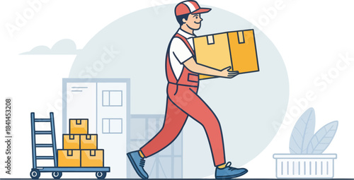 Warehouse worker carrying a box