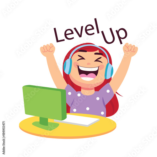 Level up  vector flat design illustrations. 