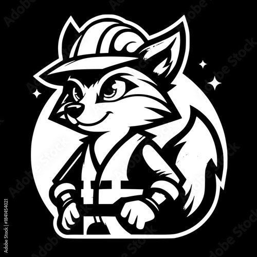 Fox Builder: A charming fox character is adorned in work attire, confidently embracing the spirit of building and construction.