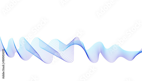 Modern background with translucent pink, green, and blue graphics. Audio waveform or digital equalizer pattern on white.