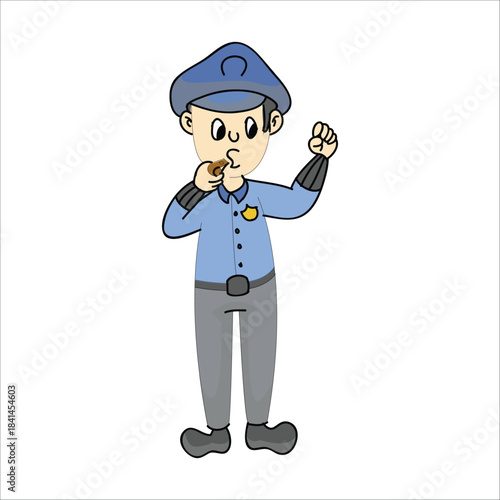 Police officer blowing a whistle to alert or direct traffic flow