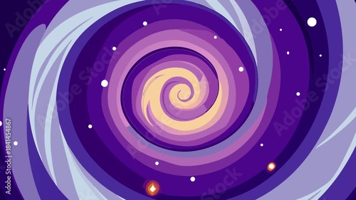 Abstract purple galaxy spiral vortex with stars vector illustration