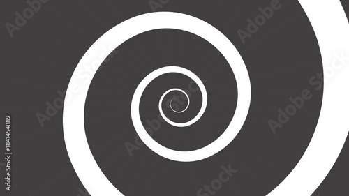 Hypnotic white spiral on dark gray background abstract background