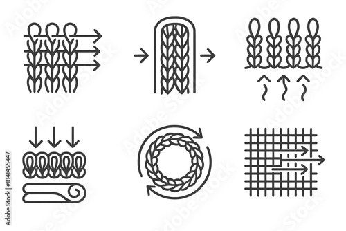 Series of images of yarn and knitting needles