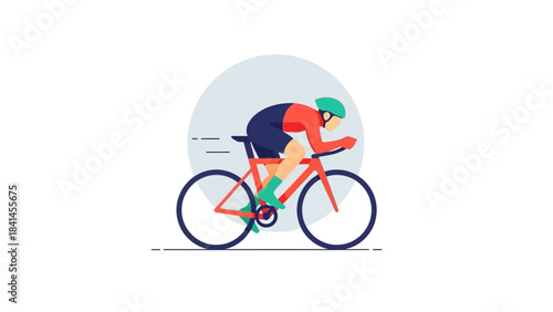 Dynamic cyclist speeding through a modern track design, embodying athletic prowess and competitive spirit for fitness, sports, and healthy lifestyle campaigns