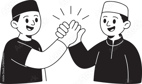 Two Men Clapping Hands in Celebration Together