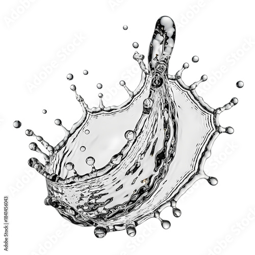 Dynamic Water Splash Clear Liquid Motion on White Background