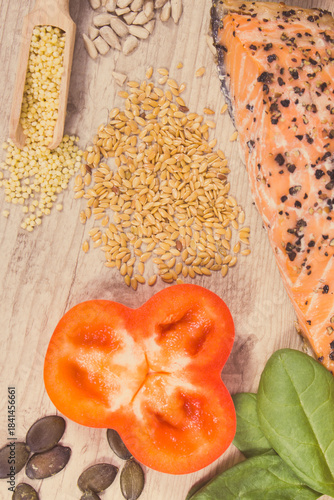 Fresh healthy nutritious eating as source various vitamins or minerals. Hair in good condition