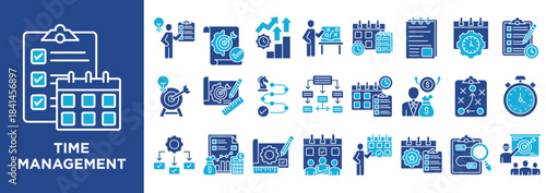 Time Management icon collection set. Containing design time, schedule, timing, planning, control, reminder, deadline