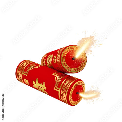 Festive Chinese Firecrackers Sparking for New Year Celebration