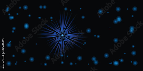 Blue Abstract Light Burst with Radiating Lines