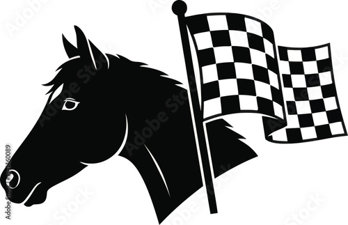 Horse Racing Finish Flag Vector Illustration