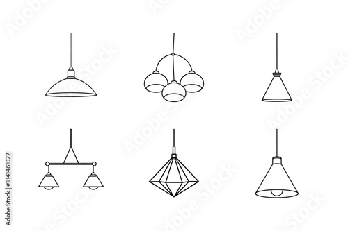Collection of six line art pendant ceiling light fixtures pendant light chandelier