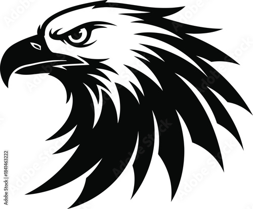 Eagle head silhouette fierce bird illustration vector