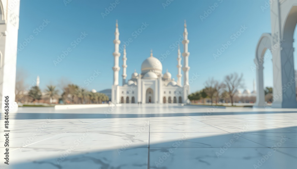 Obraz premium Grand white sacred structure with ornate architecture, perfect for cultural presentations, travel themes, or spiritual event backdrops