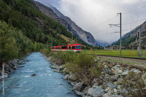 railway in the mountains at zermatt valais switzerland