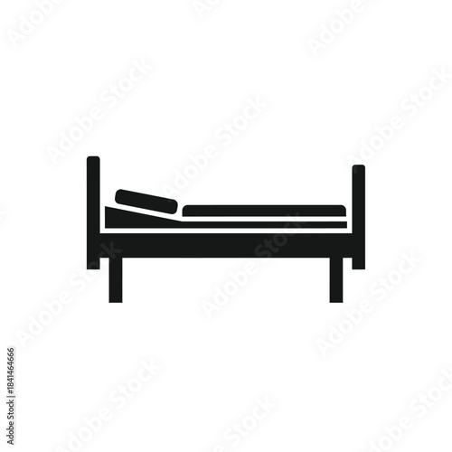 Simple black bed icon on white