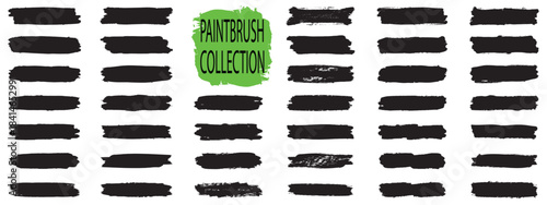 Set of paintbrush collection. Vector set black ink brush stroke. Freehand grunge brush illustration. Vector illustration.