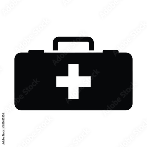 Black first aid kit icon