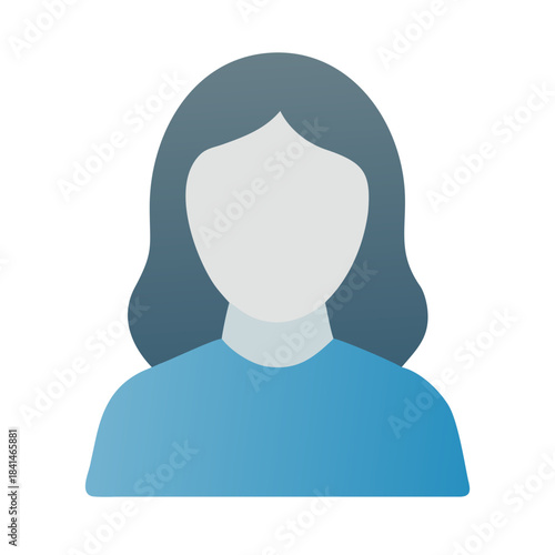 Simple vector illustration of a woman s head and shoulders with a blank face