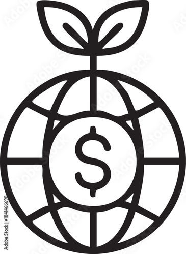 Global finance growth plant icon