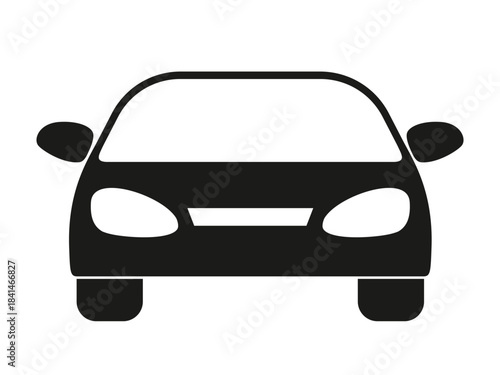 Black silhouette of abstract car, front view. Vector illustration isolated on white background