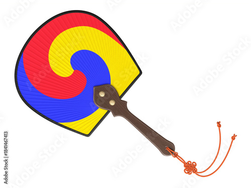 Korean taegeuk personal fan isolated on white background - 3d illustration
