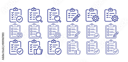 Document and Form Icons Set. Checklist, File, Edit, Contract, Paperwork Symbols. Vector illustration eps 10