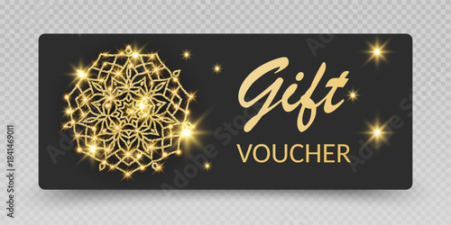 Elegant Glitter Snowflake Gift Vouchers, Gift Card or Vouchers with glittering  Snowflake design, Vector illustration