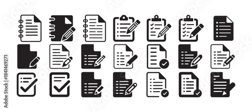 Document File Icons Set. Search, Download, Upload, Delete, Lock, Image, PDF, Folder Line Symbols. vector illustration eps 10