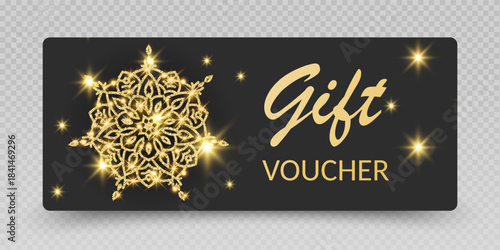 Elegant Glitter Snowflake Gift Vouchers, Gift Card or Vouchers with glittering  Snowflake design, Vector illustration