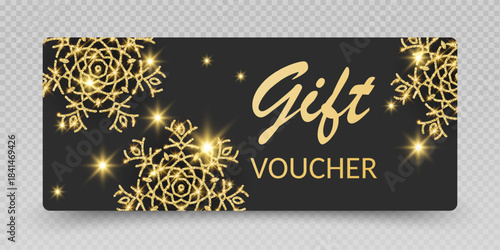 Elegant Glitter Snowflake Gift Vouchers, Gift Card or Vouchers with glittering  Snowflake design, Vector illustration