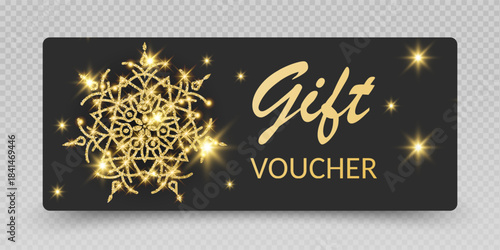 Elegant Glitter Snowflake Gift Vouchers, Gift Card or Vouchers with glittering  Snowflake design, Vector illustration
