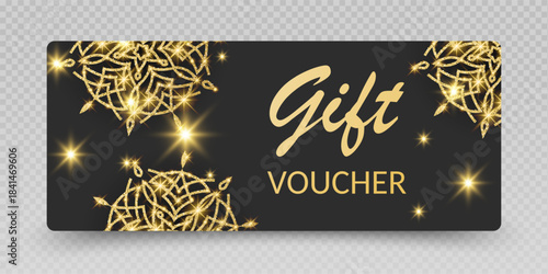 Elegant Glitter Snowflake Gift Vouchers, Gift Card or Vouchers with glittering  Snowflake design, Vector illustration