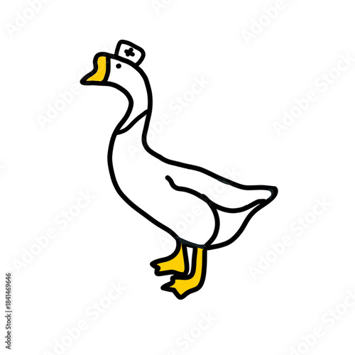 Goose Nurse Hospital medical animal natural hand drawn
