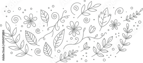 Detailed Hand- Drawn Sketch of Abstract Organic Shapes and Swirling Lines in Monochrome hand-drawn