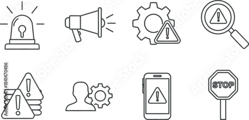 Collection of warning and alert icons for safety and notification