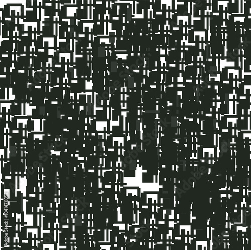 Dense texture with small cracks, geometric holes and cut pieces.