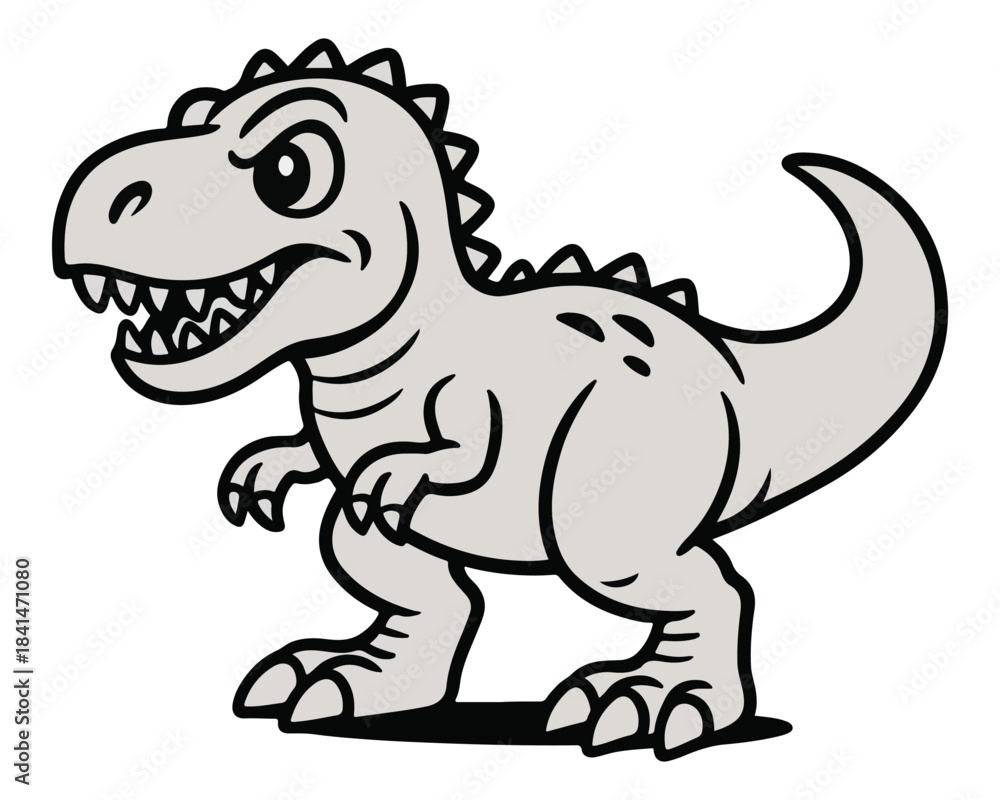 Fototapeta premium Funny cartoon baby green dinosaur monster drawing character vector illustration