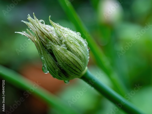 Closed flower bud with dewd...