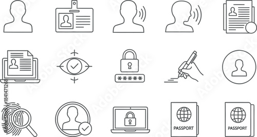 Collection of identity verification icons for secure authentication