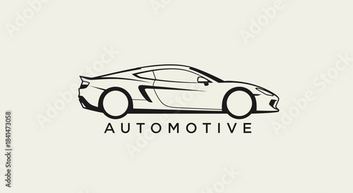 Minimalist Line Art of a Sports Car Logo Design with the Word Automotive