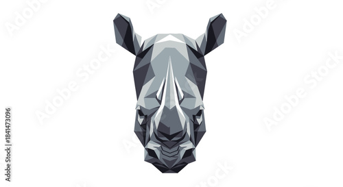 Geometric Rhinoceros Head Low Poly Art Minimalist Design Graphic
